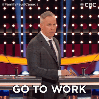 Man In Suit At Microphone Saying Go To Work GIF