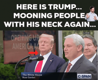 Man In Suit At Microphone With Opening Up America Sign GIF