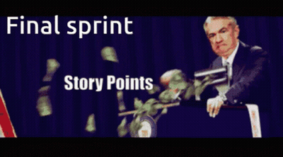 Man In Suit At Podium Saying Final Sprint Story Points GIF