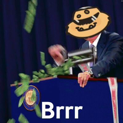Man In Suit At Podium With Money Falling Brrr GIF