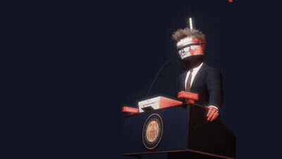 Man In Suit At Podium With Money Stack Saying Supreme GIF