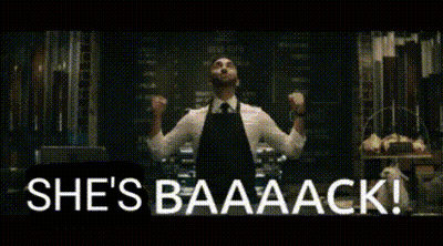 Man In Suit Before She's Baaack Sign GIF