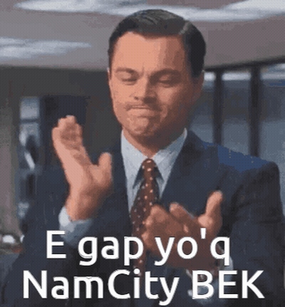 Man In Suit Clapping With Text E Gap Yo Q Namcity Bek GIF