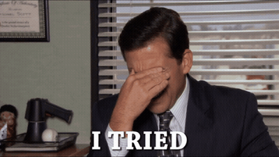 Man In Suit Covering Face Saying I Tried GIF