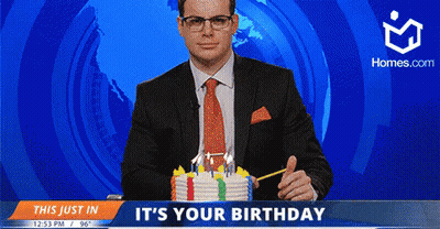 Man In Suit Cutting Birthday Cake Saying It's Your Birthday GIF