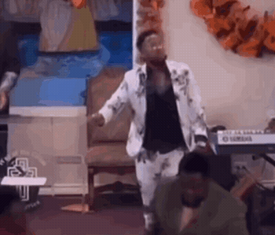 Man In Suit Dancing In Front Of Keyboard GIF