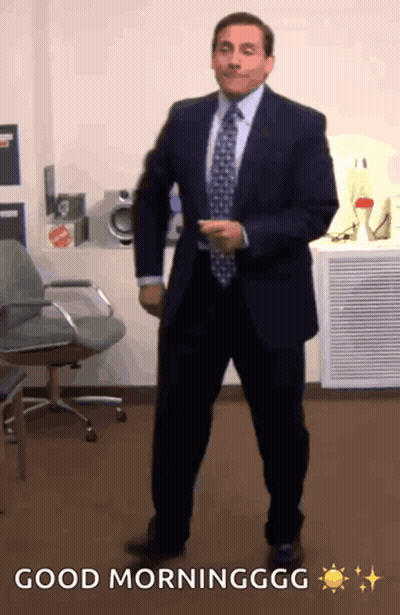 Man In Suit Dancing In Office GIF