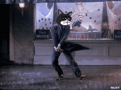 Man In Suit Dancing In Rain At Mayout Store GIF