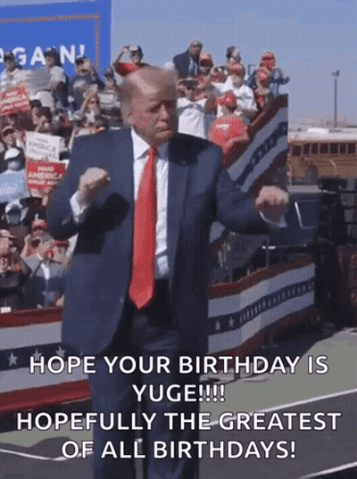 Man In Suit Dancing Says Hope Your Birthday Is Yuge GIF
