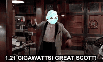 Man In Suit Dancing With 1.21 Gigawatts Great Scott GIF