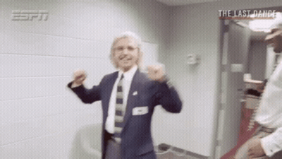 Man In Suit Dancing With Last Dance Behind Him GIF