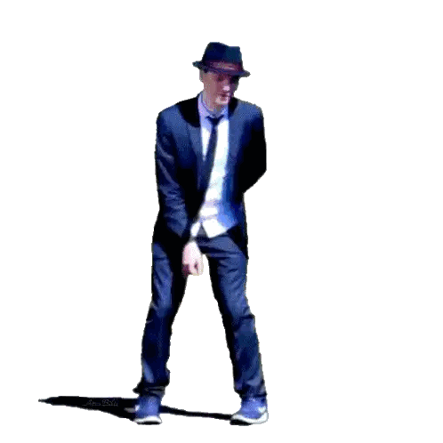 Man In Suit Dancing With Word Next Sticker