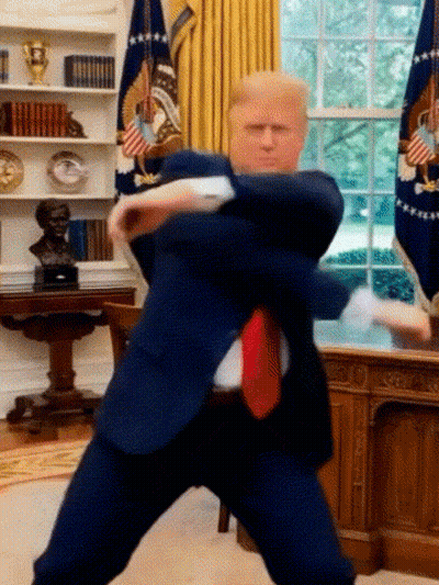 Man In Suit Doing Karate Pose GIF