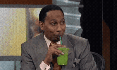 Man In Suit Drinking Green Smoothie GIF