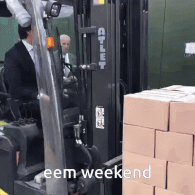 Man In Suit Driving Forklift Eem Weekend GIF