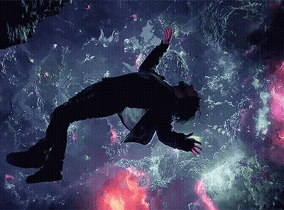 Man In Suit Floating With Arms Outstretched GIF