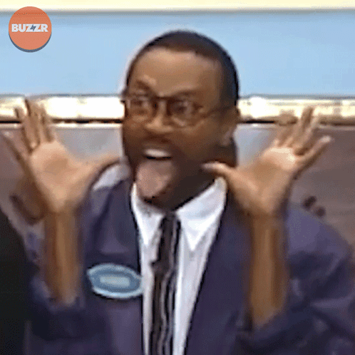 Man In Suit Funny Face Orange Buzzr Logo GIF