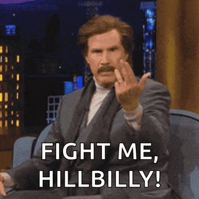 Man In Suit Giving Middle Finger Says Fight Me Hillbilly GIF
