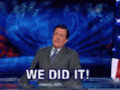 Man In Suit Giving Speech Saying We Did It GIF