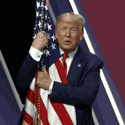 Man In Suit Holding American Flag GIF