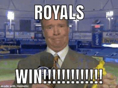 Man In Suit Holding Banana Saying Royals Win GIF