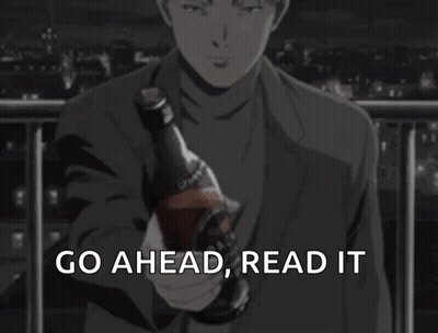 Man In Suit Holding Bottle Saying Go Ahead Read It GIF