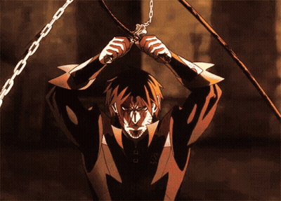 Man In Suit Holding Chain And Sword GIF
