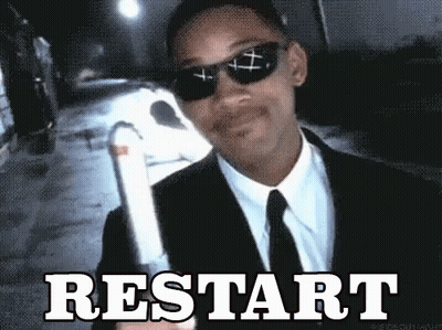 Man In Suit Holding Cigarette Saying Restart GIF