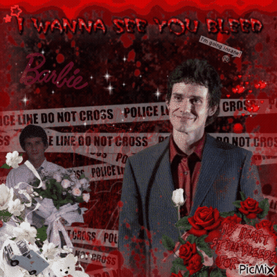 Man In Suit Holding Flowers In Front Of Barbie Ad GIF