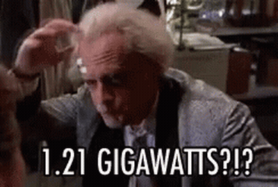 Man In Suit Holding Glass Saying Gigawatts GIF