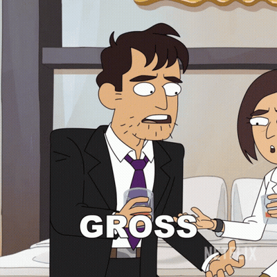 Man In Suit Holding Glass Saying Gross GIF