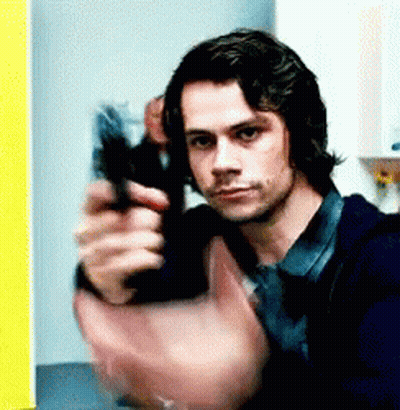 Man In Suit Holding Guns Good Night Friends GIF