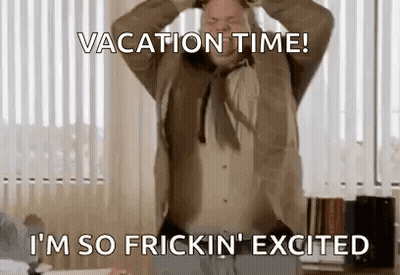 Man In Suit Holding Head Saying Vacation Time GIF