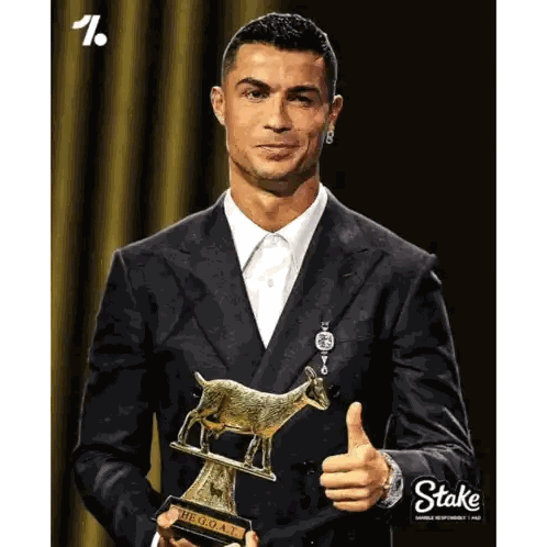 Man In Suit Holding Me Goat Trophy Sticker