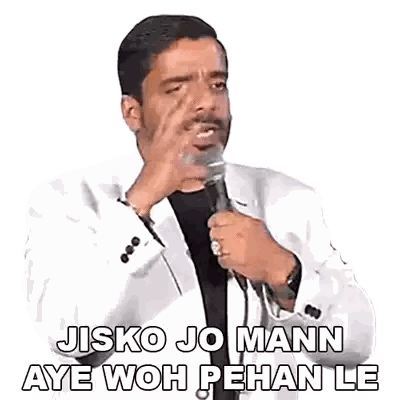 Man In Suit Holding Microphone Making Face Sticker