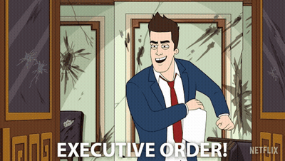 Man In Suit Holding Paper Saying Executive Order GIF