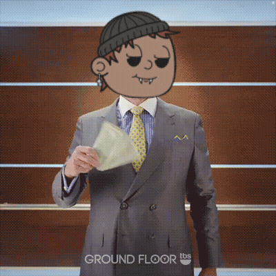 Man In Suit Holding Paper Saying Ground Floor GIF