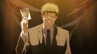 Man In Suit Holding Paper With Letter S GIF