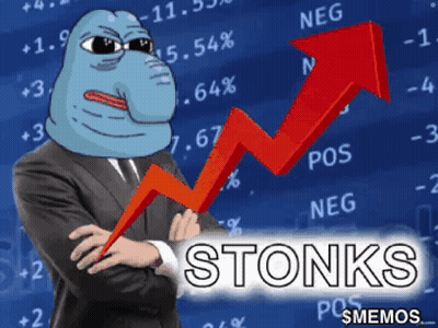 Man In Suit Holding Red Arrow Stonks GIF