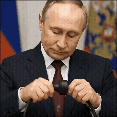 Man In Suit Holding Russia Text GIF