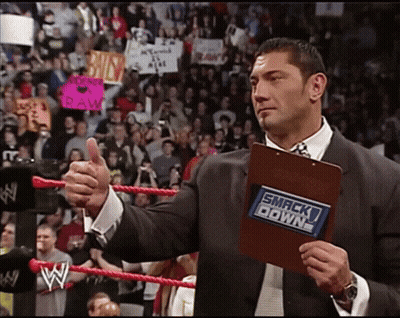 Man In Suit Holding Smack Down Clipboard GIF