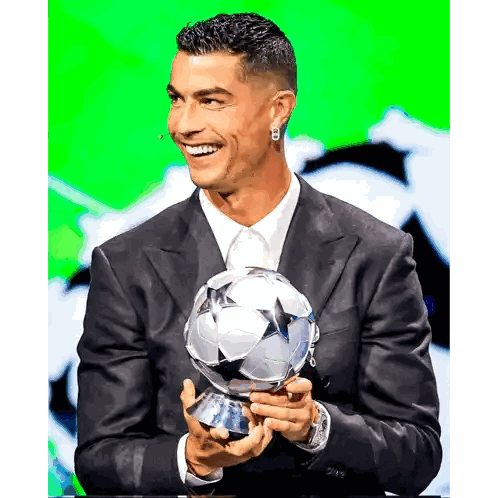 Man In Suit Holding Soccer Ball Sticker