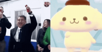 Man In Suit Holding Soda Next To Stuffed Animal GIF