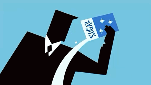 Man In Suit Holding Sugar Box GIF