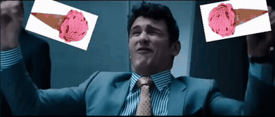 Man In Suit Holding Two Pink Ice Cream Cones GIF