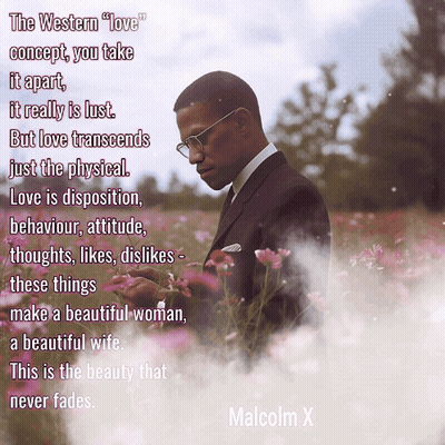 Man In Suit In Flower Field With Malcolm X Quote GIF