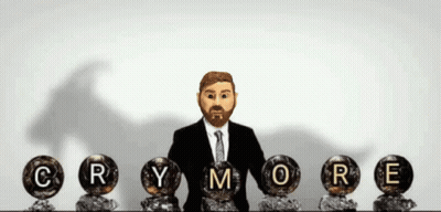 Man In Suit In Front Of Balls Spelling Crymore GIF