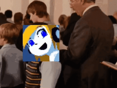 Man In Suit In Front Of Children With Girl With Blue Eyes GIF