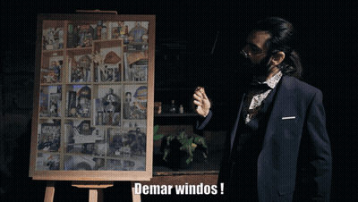 Man In Suit In Front Of Demar Windos Display Board GIF