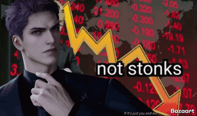Man In Suit In Front Of Graph Saying Not Stonks GIF